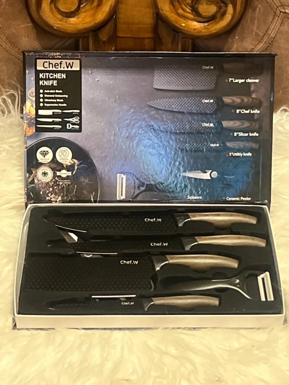 Chef Knife Set DFITO 6Pcs Stainless Steel pieces  Non-Stick Coating, Ultra Sharp